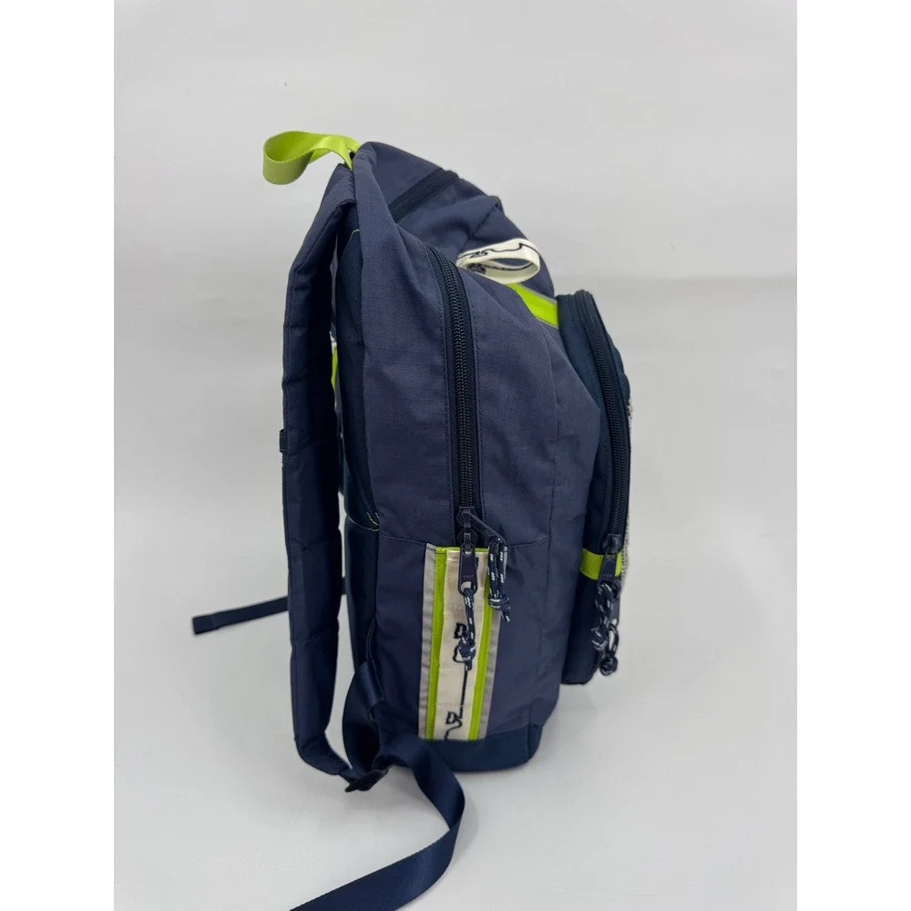 Vineyard Vines Navy Blue Lime Green Whale Logo Mesh Pocket Backpack RN 134578
